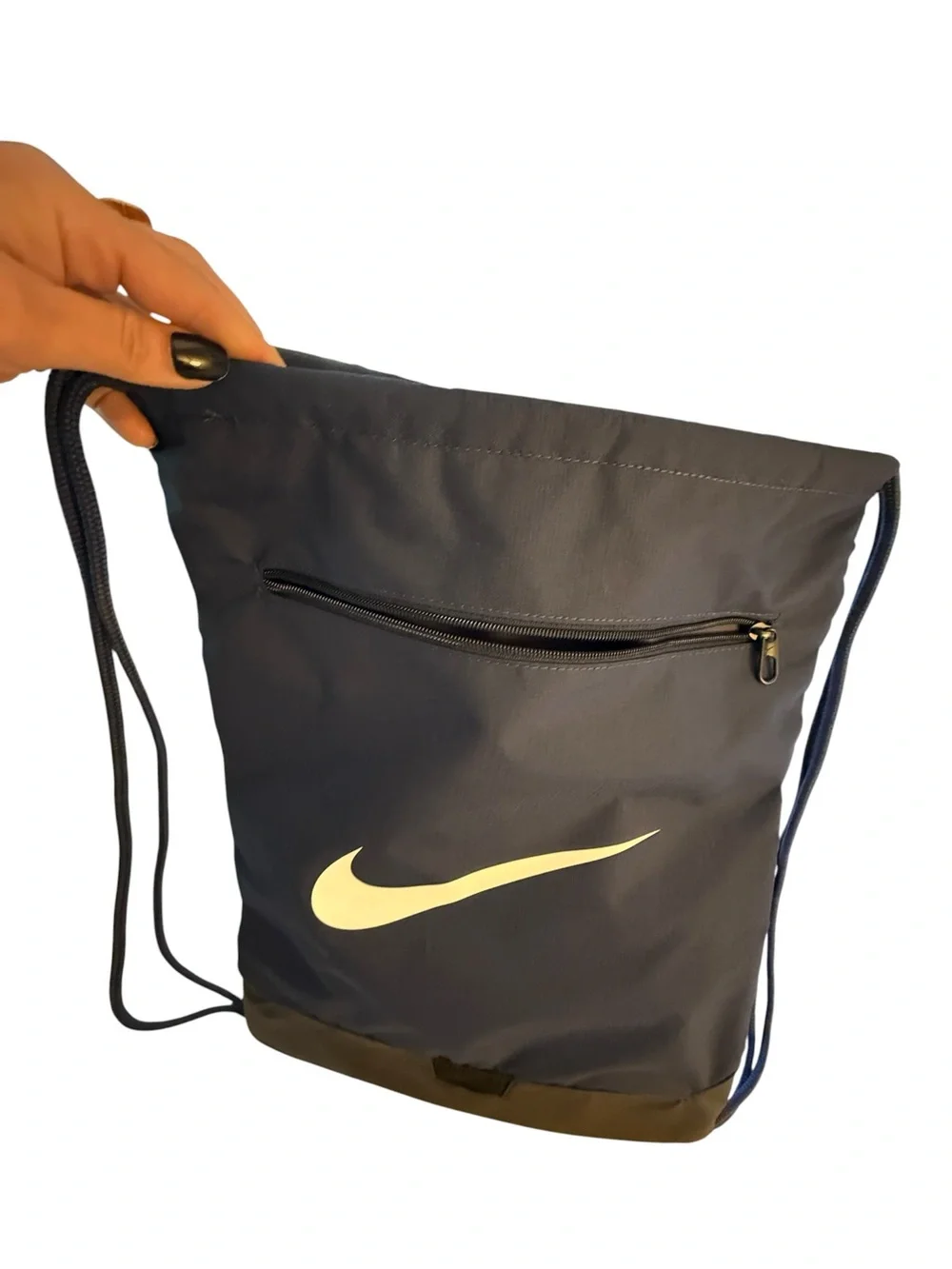 Nike Navy Drawstring Backpack with White Swoosh